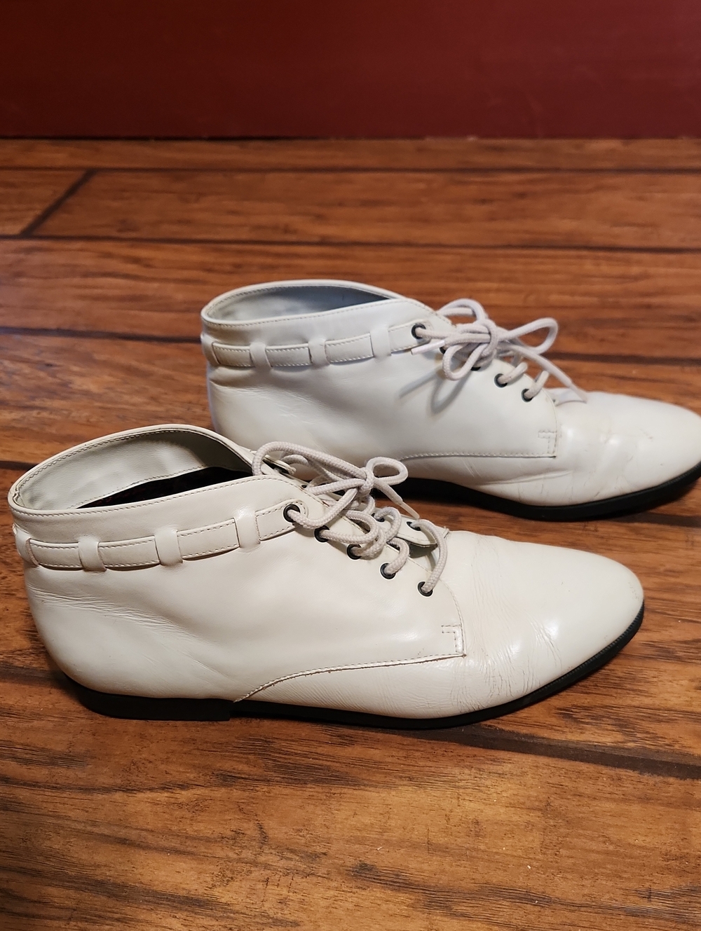 Women's Lace-Up White Ankle Booties